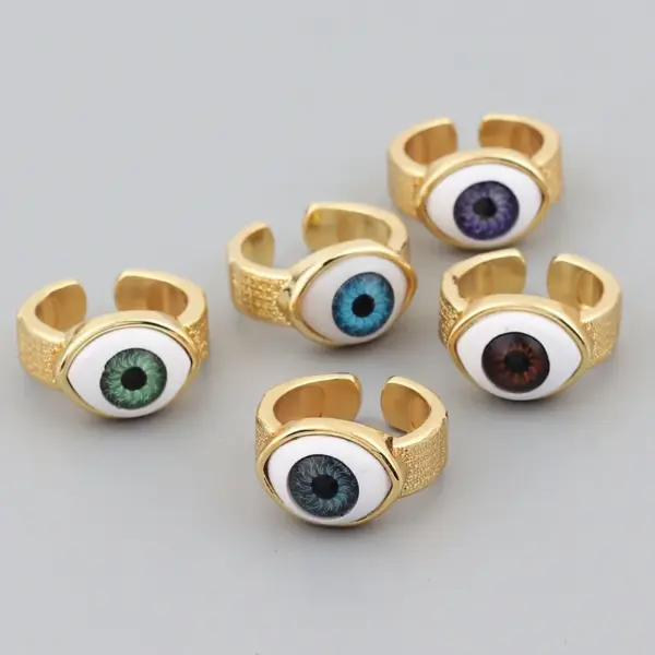 Wholesale Retro Devil's Eye Copper Open Ring Plating Resin Copper Rings