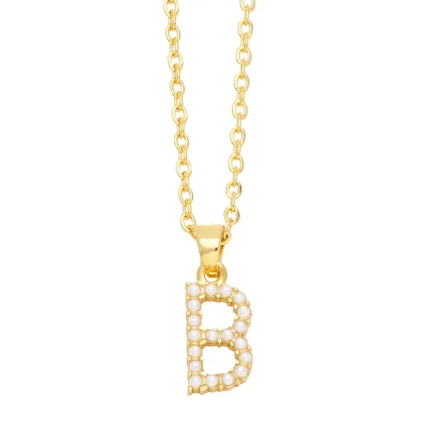 Wholesale Simple Style Letter Copper Inlay Anti-pearl Necklace