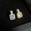 Wholesale Simple Square Full Of Zircon Platinum Plated Copper Stud Earrings Jewelry