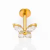 Wholesale 1 Piece Lip Rings Nordic Style Simple Style Cool Style Bee Butterfly Titanium Alloy Plating Inlay Zircon 18K Gold Plated Lip Rings Ear Cartilage Rings & Studs Nose Rings & Studs