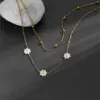 Wholesale PVD Coated Real Gold Plated 18K Gold Flower Titanium Steel Sweet Pastoral Waterproof Non Tarnish Titanium Steel Layered Necklaces