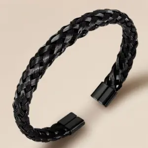 44B-D-7 Black Steel Wire Open Bracelet