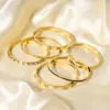 Wholesale PVD Coated 18K Gold Real Gold Plated Round Stainless Steel Simple Style Waterproof Non Tarnish Bangle