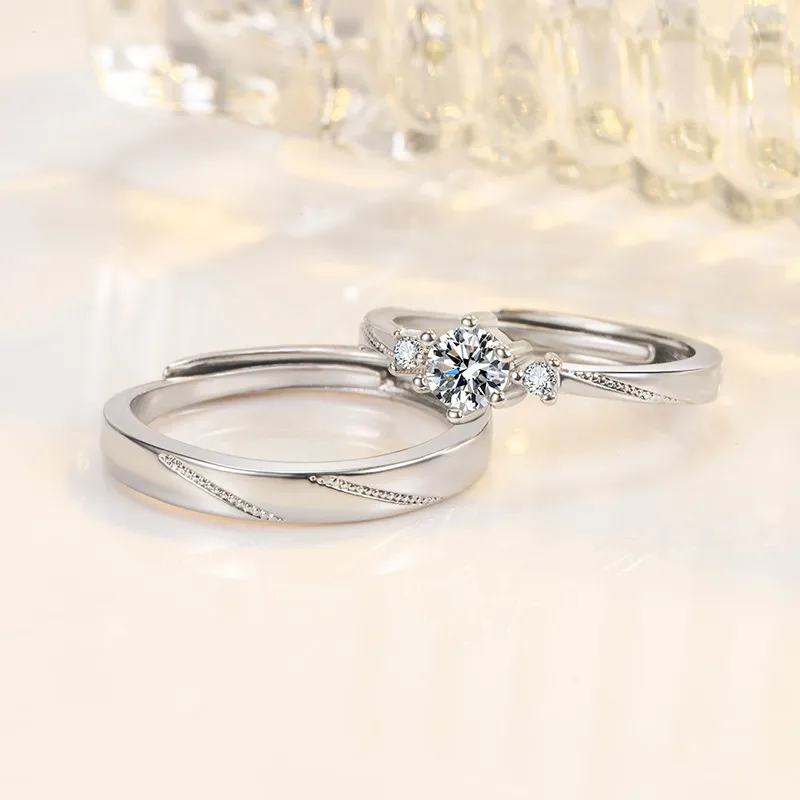 Wholesale Romantic Geometric Copper Plating Zircon Open Ring