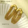 PVD Coated Real Gold Plated Tassel Solid Color 304 Stainless Steel Simple Style Waterproof Non Tarnish Drop Earrings