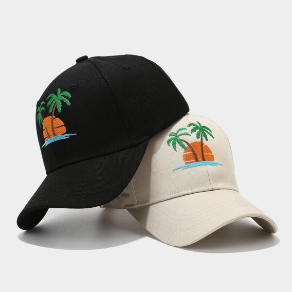Wholesale New Seaside Coconut Tree Embroidered Hard Top Cap Women's Beach Sun Protection Sun Hat Amazon Hot Selling Baseball Cap Men