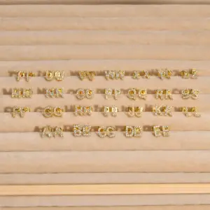 Wholesale 1 Pair Simple Style Letter Inlay Copper Zircon Gold Plated Ear Studs