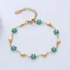 Wholesale 304 Stainless Steel Heart Shape Flower PVD Coated No Inlaid 18K Gold Plated Simple Style Waterproof Non Tarnish Epoxy Lobster Trigger Clasp Closure Colorful Gold Bracelets