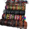 Wholesale 100 arbitrary mixed color hand-woven leather bracelet