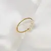 PVD Coated 18K Gold Plated Geometric Freshwater Pearl Titanium Steel Simple Style Rings
