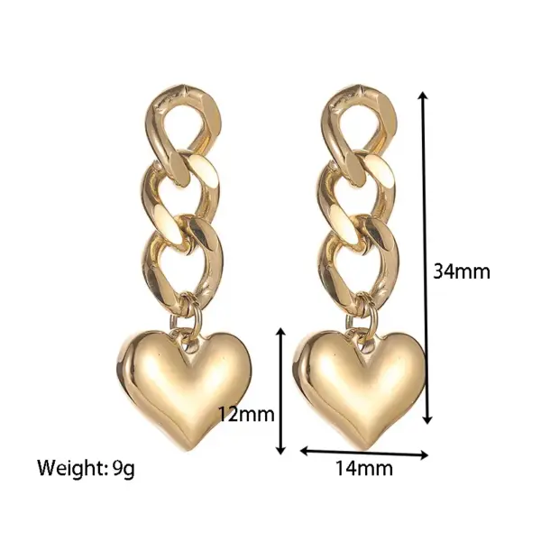 Wholesale PVD Coated 18K Gold Real Gold Plated Heart Shape 304 Stainless Steel Fashion Waterproof Non Tarnish Drop Earrings