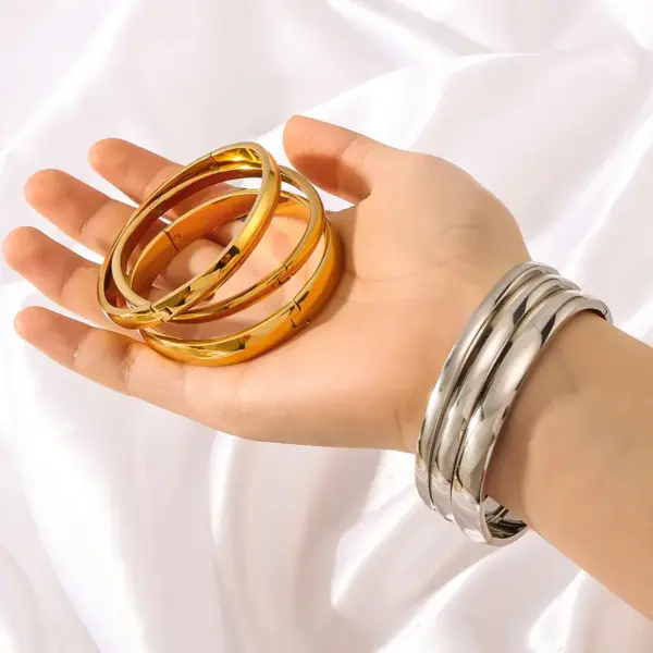 Wholesale IG Style Simple Style Geometric 304 Stainless Steel Bangle In Bulk