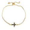 Fashion Simple Style Cross Copper Plating Inlay Zircon 18k Gold Plated Bracelets