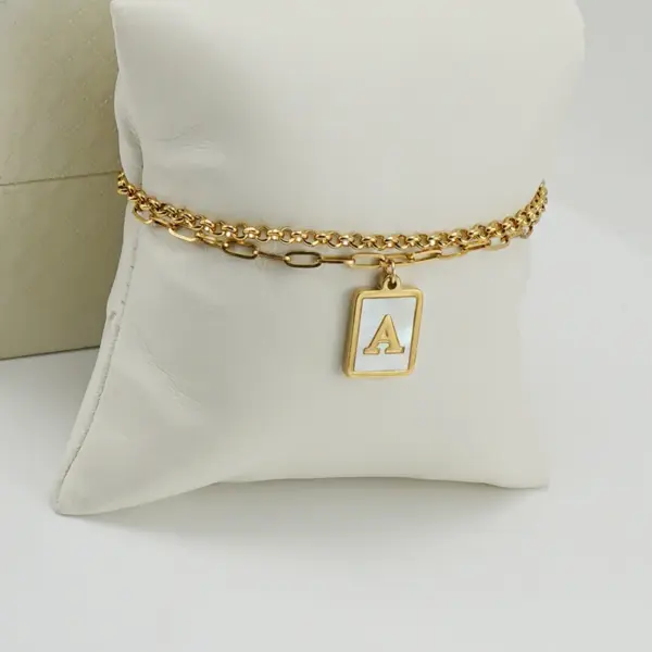 Wholesale Fashion Letter 304 Stainless Steel 18K Gold Plated Shell Stainless Steel Bracelets In Bulk