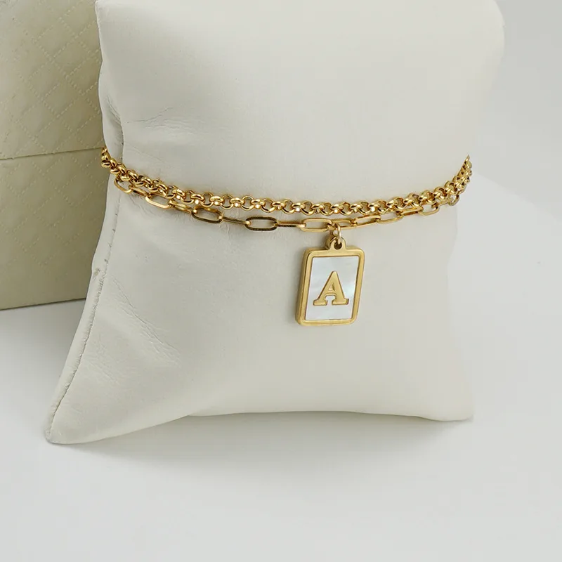 Wholesale Fashion Letter 304 Stainless Steel 18K Gold Plated Shell Stainless Steel Bracelets In Bulk