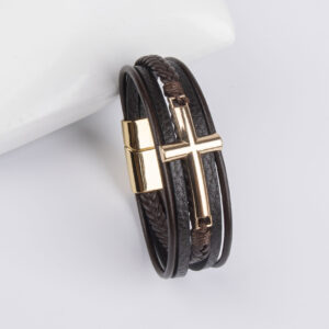 Gold buckle and brown leather