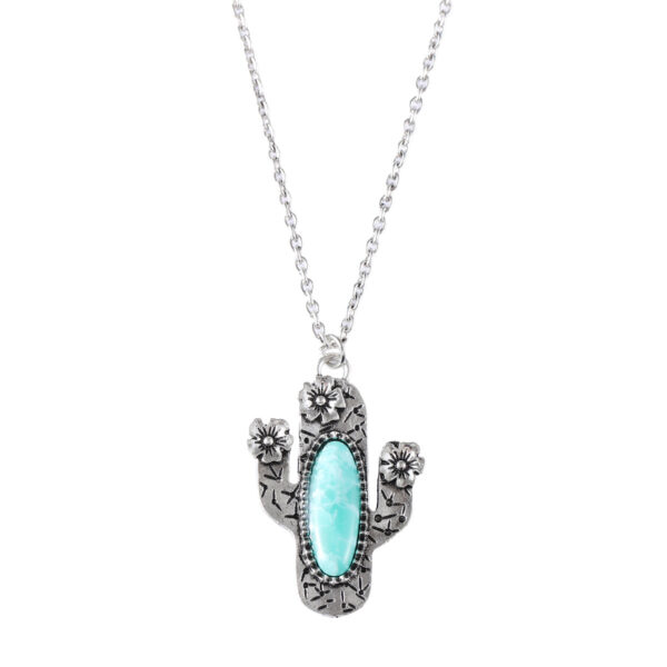 oly-67d35ba27c8ed3b121f0016ea7b2c443 Wholesale Vintage inlaid turquoise cactus pendant necklace