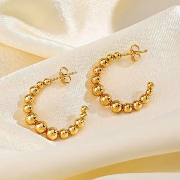 Wholesale 1 Pair Simple Style C Shape Plating Stainless Steel Ear Studs