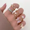 Wholesale Ig Style Basic Geometric Butterfly Copper Plating Inlay Zircon 14k Gold Plated Open Rings