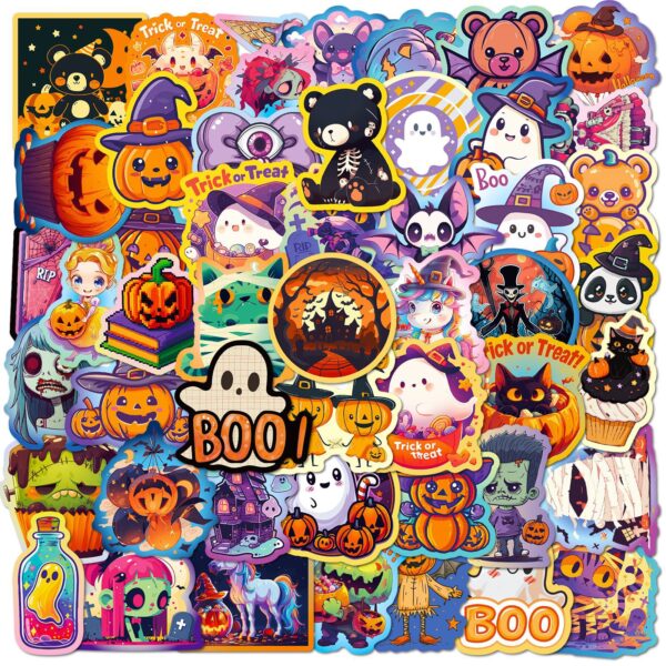 Wholesale 50 Halloween Day Graffiti Stickers Pumpkin Bat Castle Dark Cute Ghost Cartoon Stickers DIY Luggage