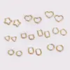 Wholesale 303 Stainless Steel Stainless Steel Solid Color Electroplating Imitation Gold Simple Style Asymmetrical Plating Gold Hoop Earrings