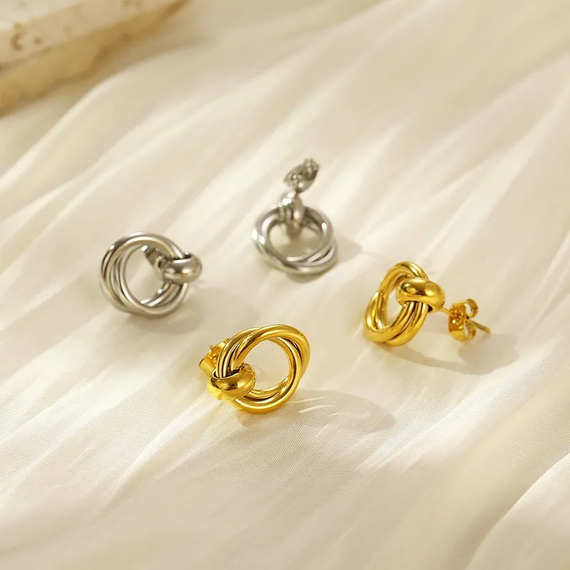 Wholesale PVD Coated 18K Gold Plated Circle 304 Stainless Steel Simple Style Waterproof Non Tarnish Ear Studs