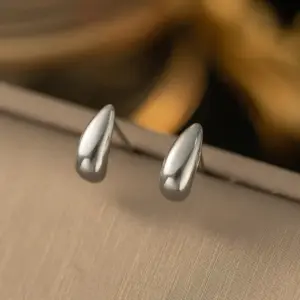 G167 Water Drop Earrings Steel Color