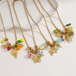 Wholesale Romantic Casual Stainless Steel Plated 18K Gold Imitation Pearl Grape Pendant Necklace Fine Pendant Decoration Decorative Stone Jewelry