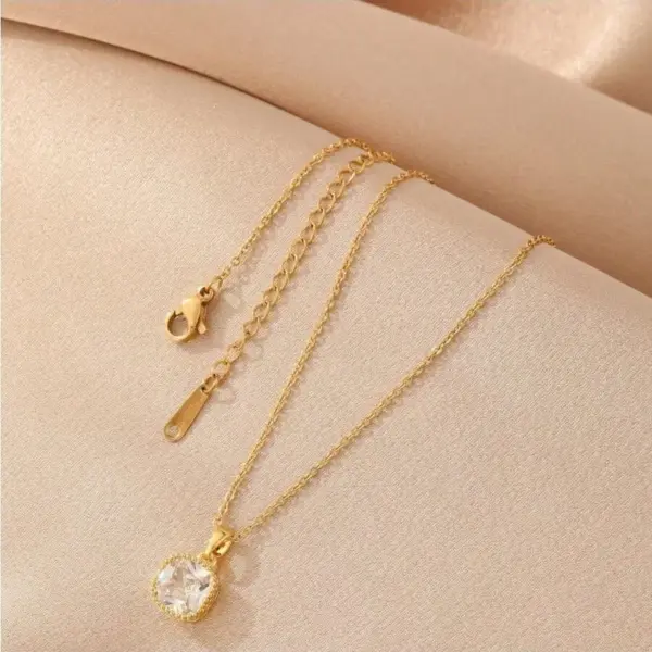 316 Stainless Steel Copper Square Electroplated 18K Real Gold Plated Vacation Classic Style Waterproof Non Tarnish Cable Chain Pendant Necklace