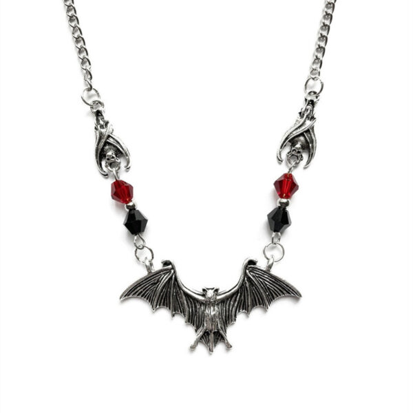 Wholesale Cross-border European and American black bat necklace, Gothic jewelry, crystal beads, personalized necklace factory direct sales