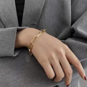 【XKB0036】Thick Cross Chain Bracelet / Gold