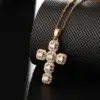 Wholesale Fashion Cross Copper Inlay Zircon Pendant Necklace 1 Piece