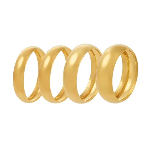 Wholesale Exaggerated Wide Face Smooth Surface Gold Plated Stainless Steel Bracelet Women's Vintage Style Luxury Wheel Of Fortune Ring