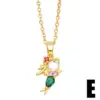 Wholesale Cute Fashion Simple Style Cartoon Character Mermaid Copper Plating Inlay Zircon 18k Gold Plated Necklace