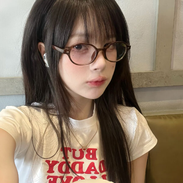 Wholesale New Nerd Korean Style Hawksbill Color Small Frame Glasses Retro Oval Plain and Internet Celebrity Same Style Anti-Blue Glasses Frame
