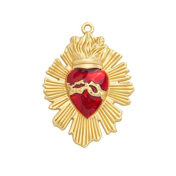 Wholesale Cross-border European and American Retro Gothic Red Heart Alloy Relief Accessories Love Wings Necklace Pendant Party
