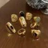 Wholesale Jewelry Retro Classic Style Oval Heart Shape Titanium Steel Plating Open Rings Rings