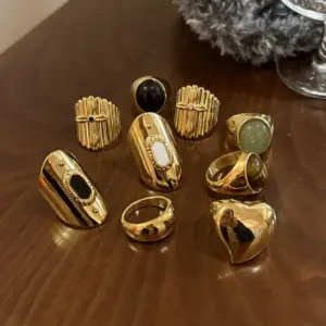 Wholesale Jewelry Retro Classic Style Oval Heart Shape Titanium Steel Plating Open Rings Rings