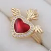 Wholesale Copper 18K Gold Plated Epoxy Plating Inlay Heart Shape Wings Zircon Open Rings