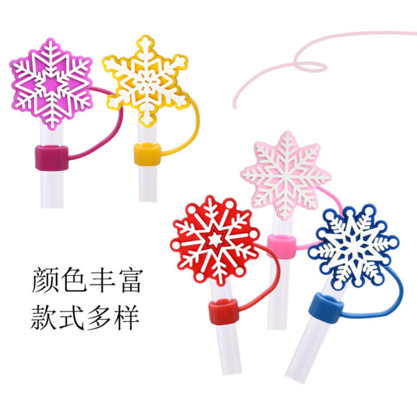 Wholesale Random 10pcs 8/10MM snowflake dust plug straw hat creative DIY cup straw accessories