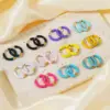 Wholesale 1 Pair Basic Commute Circle Buckle Epoxy 304 Stainless Steel 18K Gold Plated Hoop Earrings