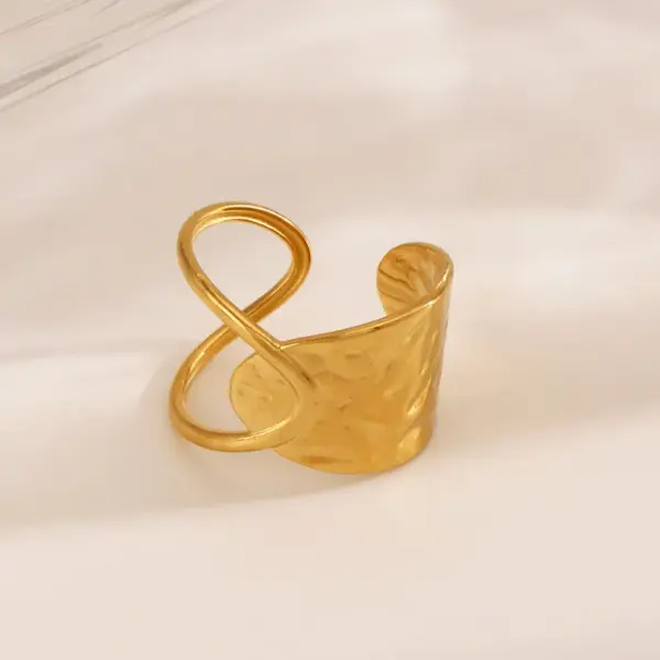 Ion Plating (IP) 18K Gold Plated Lines 304 Stainless Steel IG Style Waterproof Non Tarnish Open Rings