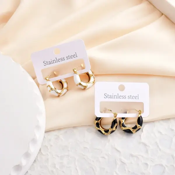 Wholesale Ion Plating (IP) 18K Gold Plated Circle 304 Stainless Steel Retro Classic Style Waterproof Non Tarnish Earrings