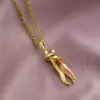 Wholesale Fashion Geometric 304 Stainless Steel Copper 18K Gold Plated No Inlaid Necklace