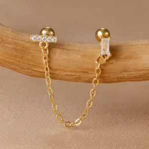 Y20421-2-Gold/1.3*1.1cm-White diamond-1pc