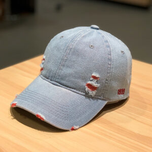 1999 hole Denim baseball cap-Red / Adjustable