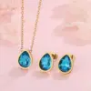 304 Stainless Steel Glass Water oplets Ion Plating (IP) Artificial Rhinestones 18K Gold Plated Sweet Simple Style Waterproof Non Tarnish Inlay Regular Chain Multicolor-Golden Yellow Jewelry Set