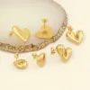 Wholesale PVD Coated 18K Gold Plated Water Droplets Heart Shape Stainless Steel Casual Sweet Waterproof Non Tarnish Ear Studs