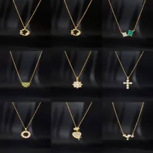 Wholesale Simple Style Cartoon Character Heart Shape Bow Knot Copper Inlay Zircon Pendant Necklace