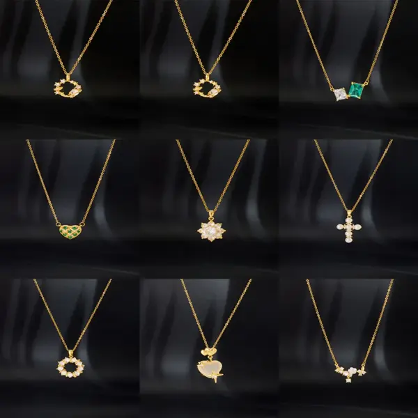 Wholesale Simple Style Cartoon Character Heart Shape Bow Knot Copper Inlay Zircon Pendant Necklace